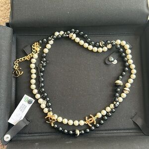 Chanel faux pearl long necklace